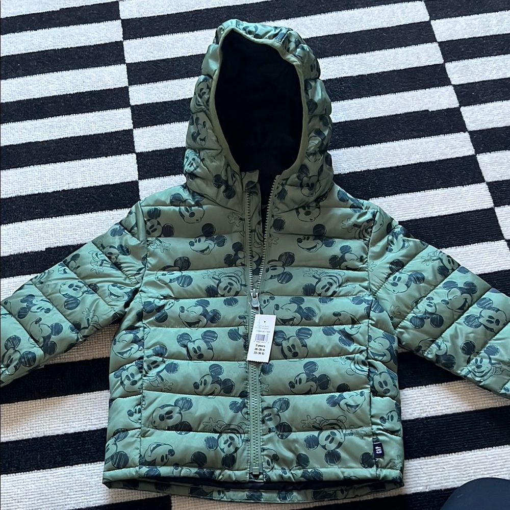 Green Hooded Jacket with Cartoon Print